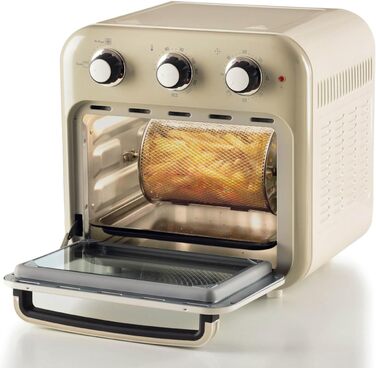 Аерофритюрниця та духовка Ariete 4632 Vintage 2в1, 1400 Вт, 16 л, таймер 60 хв, подвійне скло, аксесуари, бежева