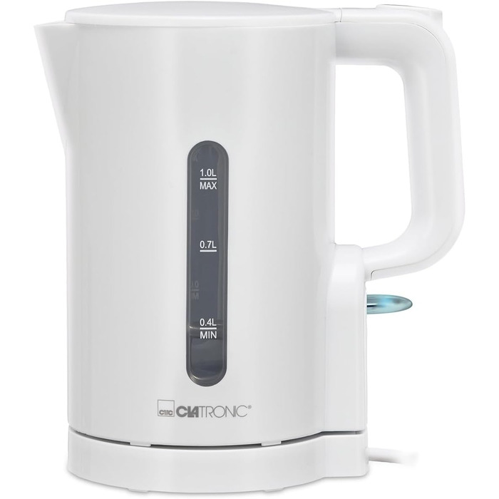 Електричний чайник Clatronic WK 3834 білий: 1л, 900W, BPA Free, захист від перегріву