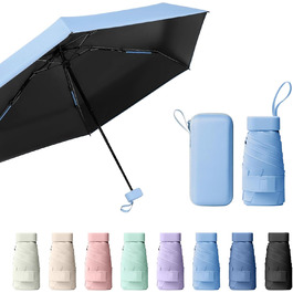 Компактний парасолька від дощу, міні-парасолька, захист від УФ-променів, вітростійка з капсульною ручкою, портативна для чоловіків та жінок (блакитна)