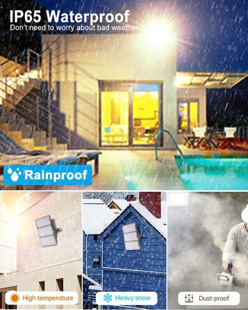 300W LED Floodlight 30000LM Spotlight, 3000K Warm White Floodlight - IP65 Waterproof Floodlight Outdoor Wall Lights for Garden, Terrace, Garage, Sports Field, Factory, Workshop