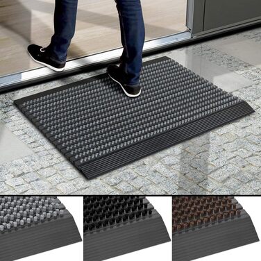 Килимок для вхідних дверей Floordirekt Power Brush 40 x 60 см, сірий — грязезахисний килимок для вулиці та приміщення
