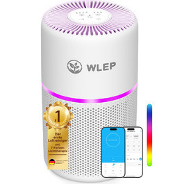 Розумний очищувач повітря з Wi-Fi, керуванням через додаток та голосовими помічниками Alexa/Google, 360° повітряний потік, фільтр HEPA H13 (99,97%), тихий нічний режим (20 dB), CADR 90 м³/год, кольорове підсвічування для спальні, модель KJ1-3S APP