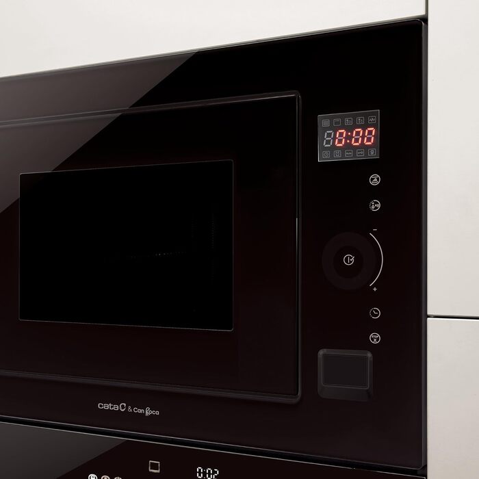 Вбудована мікрохвильова піч CATA MC 25 GTC BK Inox, 25л, 8 автоматичних меню, гриль 1000W, ширина 60 см