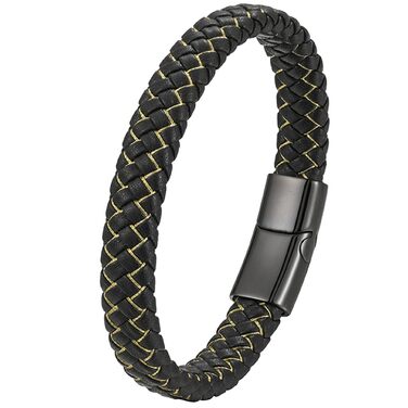 Чоловічий шкіряний браслет Armand, 21 см. Чорний, зелений, червоний, білий. Ідеальний подарунок на День батька. Шкіряні браслети для чоловіків Armand