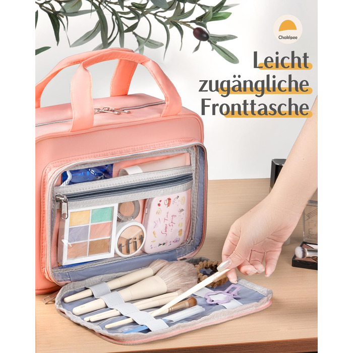 Чоловіча/Жіноча дорожня косметичка для підвішування – водонепроникна косметичка з прозорим вікном, легка, рожева, середнього розміру (30x23x10 см)