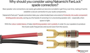 Позолочений Y-подібний роз'єм Nakamichi FanLock Excel-Serie для акустичних кабелів 10-18 AWG, 4мм, для Hi-Fi стерео та домашнього кінотеатру, 4 шт (2 пари)