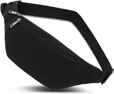 Чоловіча/жіноча поясна сумка на пояс, унісекс, водонепроникна, стильна, нейлон, для спорту, подорожей, прогулянок з собакою (чорна)