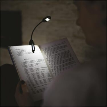 LED лампа EMOS для читання з кліпсою - 10 лм, до 7 м - 2 режими, 35 год, акумулятор (AAA), для внутрішнього та зовнішнього використання, чорна