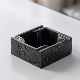 Керамічна попільничка LaSheer мармурова чорна для сигарет, дому, офісу, вулиці, стильна декорація, 12,4x12,4 см