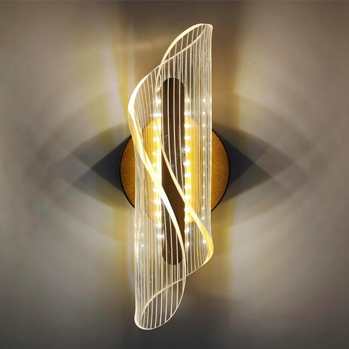 Сучасний золотий настінний LED-світильник (бра) з регулюванням температури світла 3000K/4000K/6000K для спальні