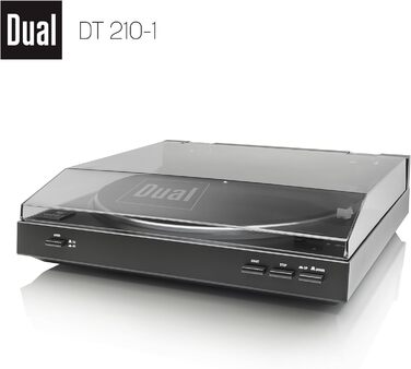 Програвач вінілу Dual DT 210-1 USB: 2 швидкості, магнітний звукознімач, ремінний привід, USB для оцифрування, чорний