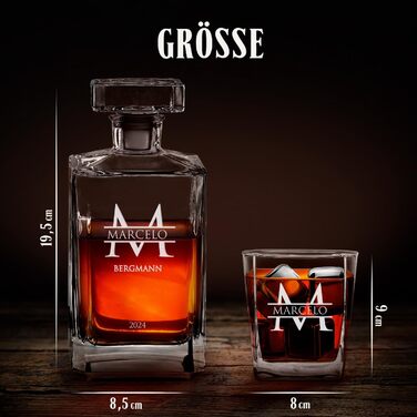 Maverton Whiskey Decanter + 2/4/6 Whiskey Glasses Set with Engraving - 700ml Decanter - Birthday Gift for Women - Monogram