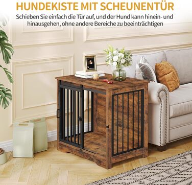 Сучасний вольєр для собак Hzuaneri DFC84301B, 69x49x64.5 см, вінтажний коричневий, з 2 дверцятами, для собак маленьких, середніх та великих порід