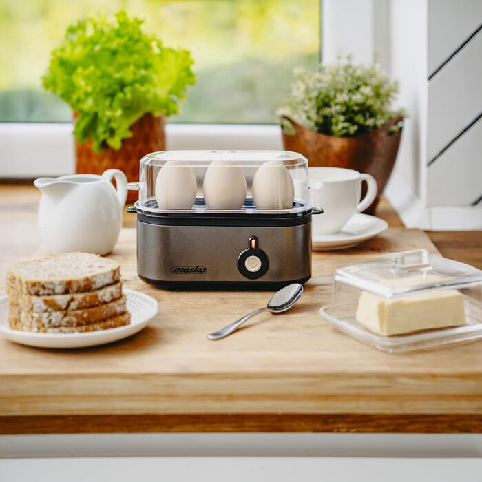 Електричний яйцеварка Mesko MS 4485: 1-3 яйця, напівтверді/тверді, режим приготування, мірний стакан, індикатор, автовимкнення