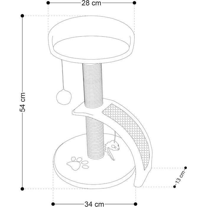 Дерев'яний кігтечка для котів Beltom® Kratzbaum 54 см, рожево-білий. Ігровий комплекс для котів