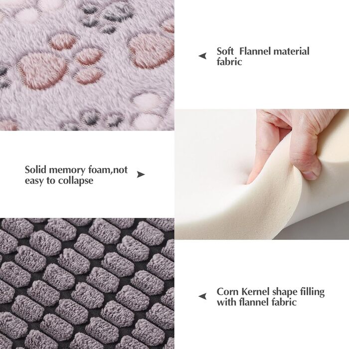 BVAGSS Orthopedic Dog Bed, Washable Dog Cushion Fluffy Dog Mat, Reversible Soft and Warm Dog Bed for Small, Medium, Large Dogs XH079 (106x71x4cm, Grey Paw)