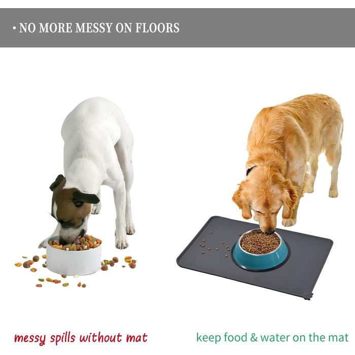 Силіконові килимки для тварин - водонепроникні килимки для собак та котів з піднятими бортиками. Розмір 53 x 37 см (1 шт.)