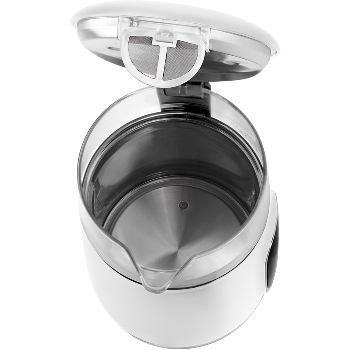 Електричний чайник Adler з регулюванням температури 2200W, 1.7L з LED-дисплеєм та сенсорною панеллю, 5 температурних програм, функцією підтримання тепла, з фільтром (Білий, Сріблястий)