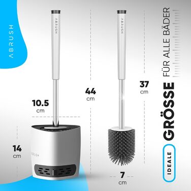 Щітка для унітазу Abrush з м'яким силіконовим наконечником, без свердління, з кріпленням на стіну, білий/сірий колір