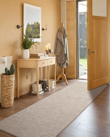 Килимок кухонний неслизький, 61x183 см, тканинний з гумовою основою, бежевий | COLOR&GEOMETRY