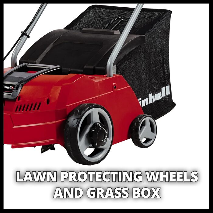 Einhell Electric Scarifier-Aerator GC-SA 1231/1 (230 V, up to 300 m², 1.2 W, 28l collection bag, ball-bearing roller + aerator roller, 3 depth settings, foldable guide bar)