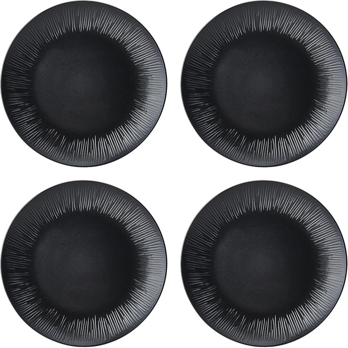 Набір посуду Mikasa Jardin Midnight (12 предметів) для 4 осіб: тарілки, супові тарілки, миски, зелений колір, подарункова коробка, придатний для миття в посудомийній машині