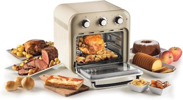 Аерофритюрниця та духовка Ariete 4632 Vintage 2в1, 1400 Вт, 16 л, таймер 60 хв, подвійне скло, аксесуари, бежева