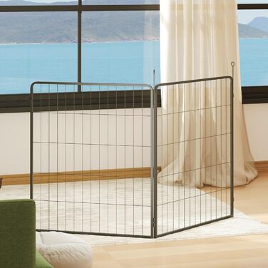 PawHut 2 шт. розширювальні панелі для огорожі для собак, 80 x 80 см, сталевий загін для цуценят та собак середніх розмірів, сірий (80 x 1,5 x 100 см)