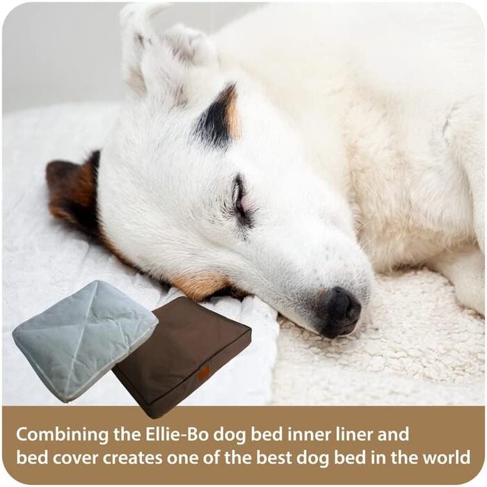 Ліжко для собак Ellie-Bo, XXL, зелене з коричневими паспалями, 117x75x10 см, з м'яким, пральним матрацом та водонепроникним покриттям Oxford