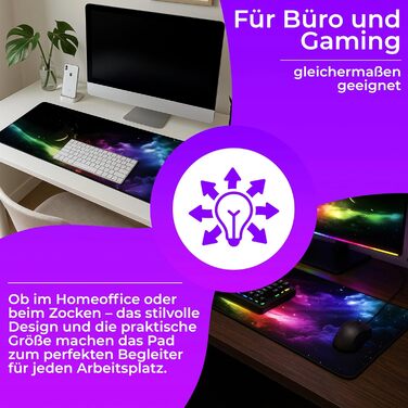 Килимок для миші Retoo XXL, 885 x 400 мм, ігровий з малюнком, великий розмір, преміум-поверхня, для покращення точності та швидкості, без бахрому