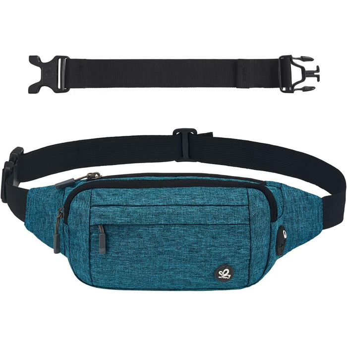 WATERFLY Поясна сумка на пояс для чоловіків та жінок: спортивна сумка на талію, Bum Bag, Hip Bag, Waist Fanny Pack з подовжуваним ремінцем для подорожей, піших прогулянок, дресирування собак, активного відпочинку на природі, блакитний колір