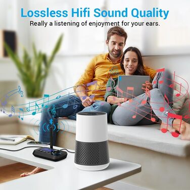 Bluetooth 5.0 Аудіоадаптер 3-в-1: Передавач, приймач, обхідник з низькою затримкою. Підтримка 2 навушників. AUX, Оптичний, RCA для TV, стереосистеми, ПК (Чорний)