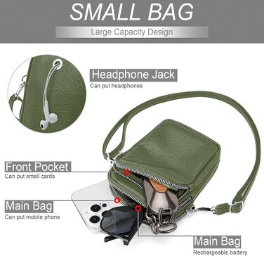 Сумка жіноча Mini Tasche на плече для телефону: кросбоді, гаманець, для iPhone 16 Pro Max/Samsung/Xiaomi (Зелена)