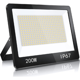 YIQIBRO LED Flood Light Outdoor, IP67 Waterproof Floodlight, 10000LM 6500K Cold White Super Bright LED Spotlight Outdoor Floodlight for Warehouse, Garden, Garage, Yard, Parking Lot (200W)