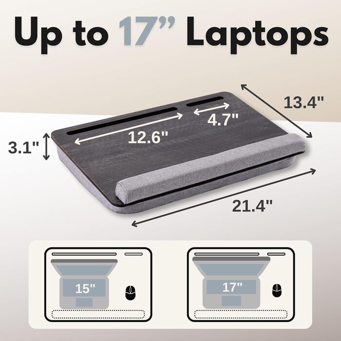 Підставка для ноутбука Vigo Wood - Книжкова підставка для ноутбука до 17,3 дюймів - М'яке підносне ліжко для роботи в ліжку або на дивані - Екологічна підставка для ноутбука для дому (Cambridge & Braun)