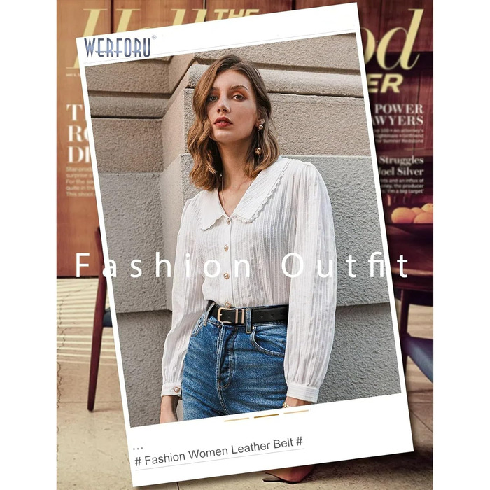 Жіночі шкіряні ремені WERFORU (3 шт.) - чорний, коричневий, бежевий. Підходять для талії 81-95 см