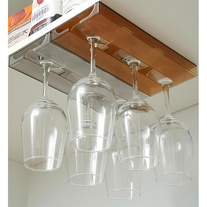 Тримачі для келихів вина SAMSYOKI (4 шт.) - підвісні, самоклеючі, для кухні, бару, ресторану (сірий)