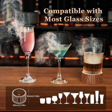 Електричний набір для копчення коктейлів з 4 режимами підсвічування, перезаряджуваний, для віскі, 6 дерев'яних стружок, без бутану, подарунок для чоловіків, батьків, коханих FY01