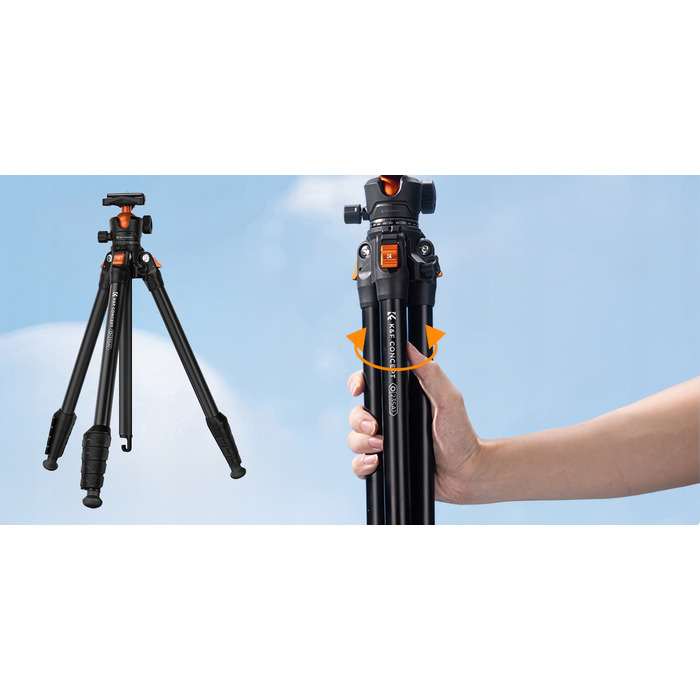 Штатив K&F Concept O235A1 + голова BH-40 + тримач для смартфона, 175 см, чорний