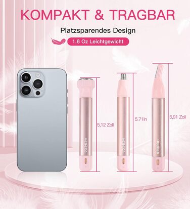 Триммер для видалення волосся з носа, вух та брів 3-в-1, водонепроникний, USB, з чохлом