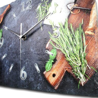 Designer wall clock made of stone (ceramic), size approximately 35x25cm, with a whisper-quiet movement (herbs, quiet quartz movement)
