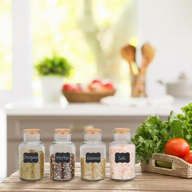 Relaxdays Set of 8 Spice Jars with Cork Lids