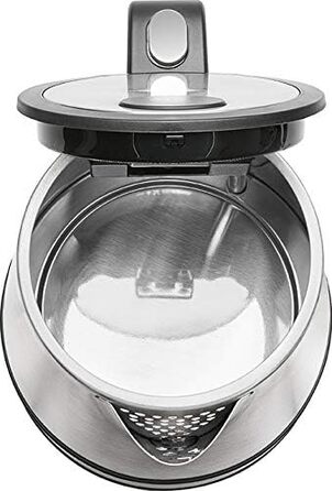 Електричний чайник ProfiCook PC WK 1290, 1.5 л, 2200 Вт, нержавіюча сталь, чорний, з подвійними стінками, збірна база з обмоткою кабелю