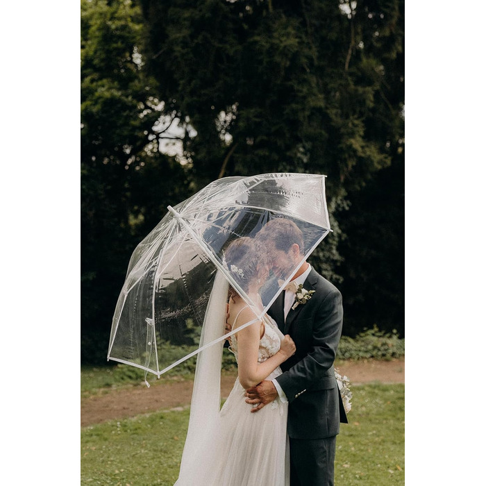 Montagsliebe Transparent Wedding Umbrella - Large 124cm Clear Parasol for Couples