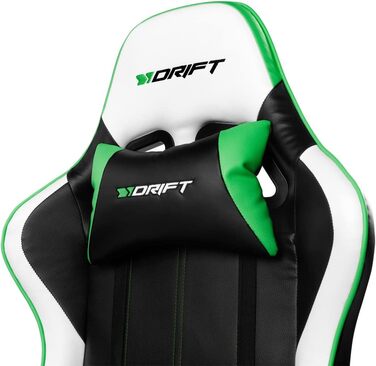 Ігрове крісло Drift DR175GREEN, екошкіра, 2D підлокітники, клас 4, чорний/зелений