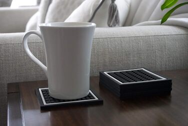 Highball & Chaser Coasters | 6-Piece Coaster Set | Square Absorbent Coasters for Drinks | Stylish Design Ideal for Home Decor or Bars