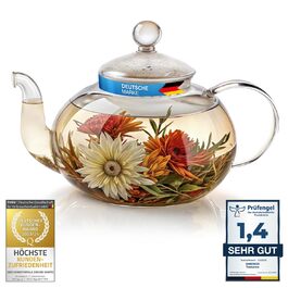 Скляний чайник Dimono з фільтром для заварювання чаю, об'єм 1500 мл (600 мл), ручна робота