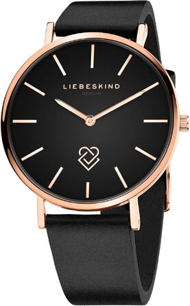 Жіночий годинник Liebeskind Berlin: круглий кварцовий, 34мм, мілезе-браслет, водонепроникність 5ATM (Чорний-розе золото)