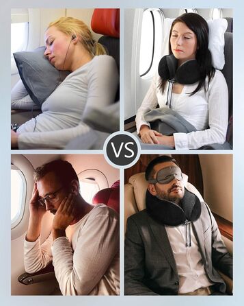 Подушка для шиї Homiee, ортопедична, з memory foam, для подорожей, авто, офісу, чорна