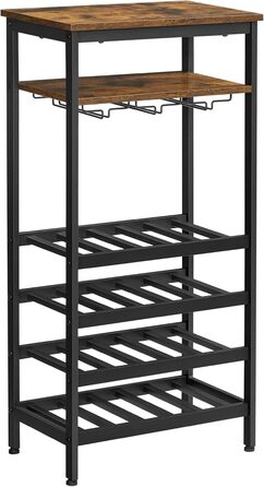 VASAGLE Wine Rack for 20 Bottles, Wine Shelf, with Glass Holder, for Cellar, Kitchen, Dining Room, Industrial Style, 50 x 32 x 100 cm, Rustic Brown and Black LWR020B01